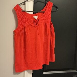 Wonderly Red Crochet Accent Tank Top